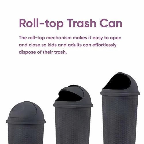 Round Roll Up Trash Can 10 Gallon Gray K396737