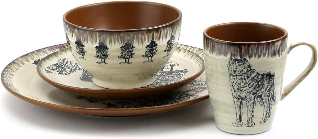 16 Piece Stoneware Dinnerware Dish Set T57981