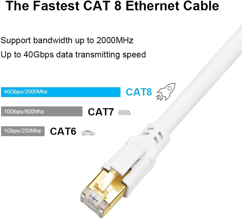 CAT 8 Ethernet Cable 100FT Black Pack of 2 Z88953