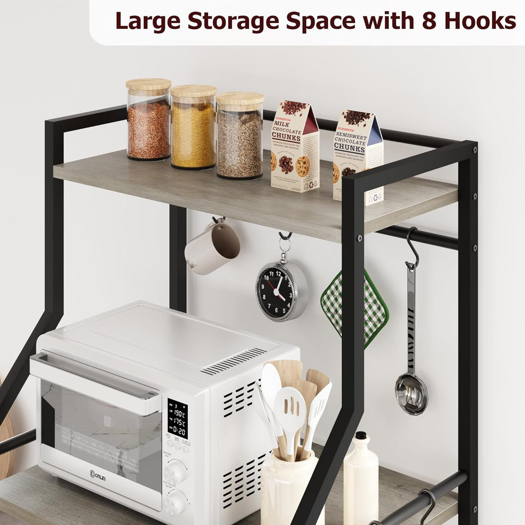 Rustic Gray 5-Tier Microwave Stand with Anti-Tip Kit B750
