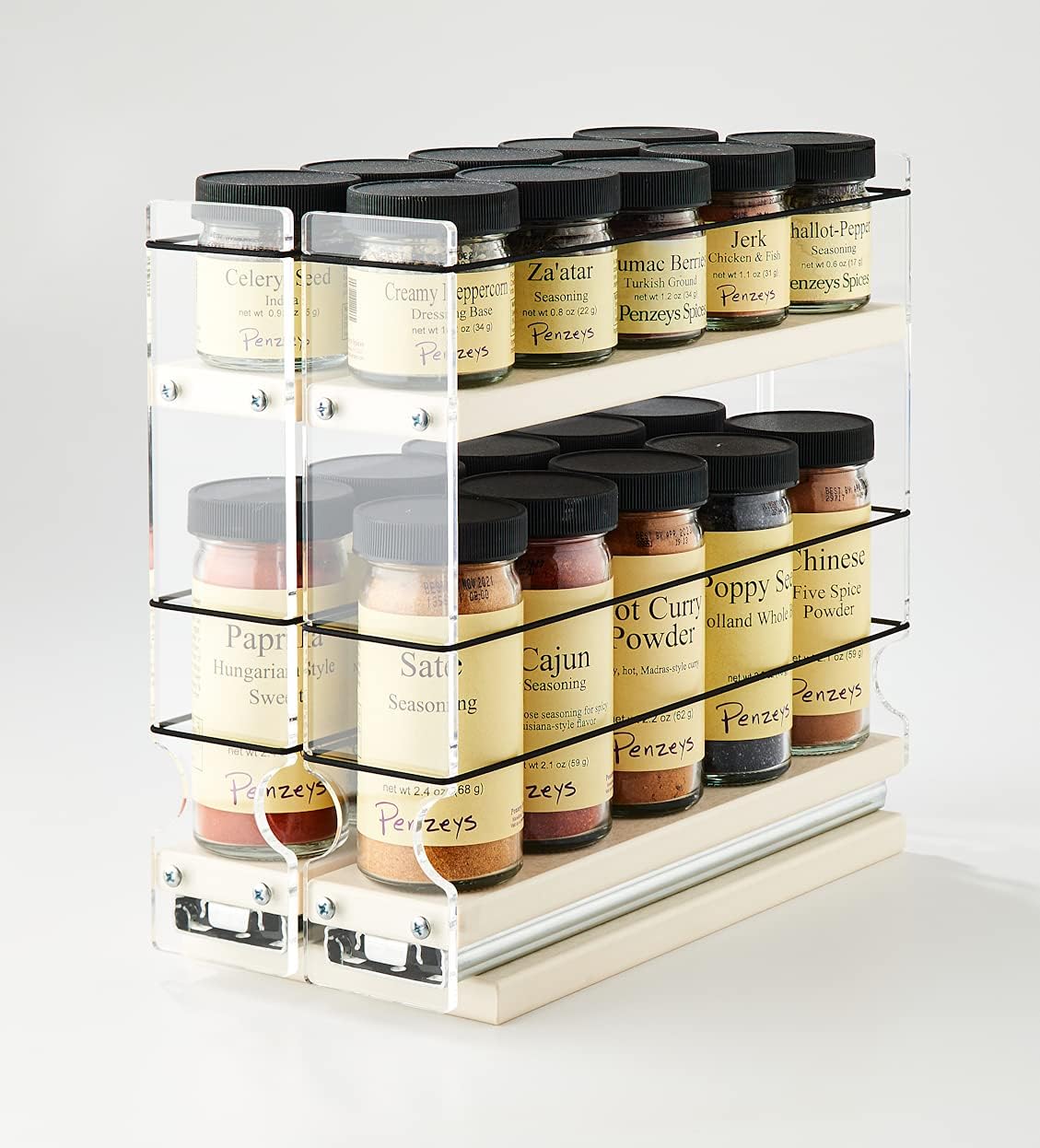 22x1.5x11 Spice Rack with 2 Drawers and 2 Shelves H893