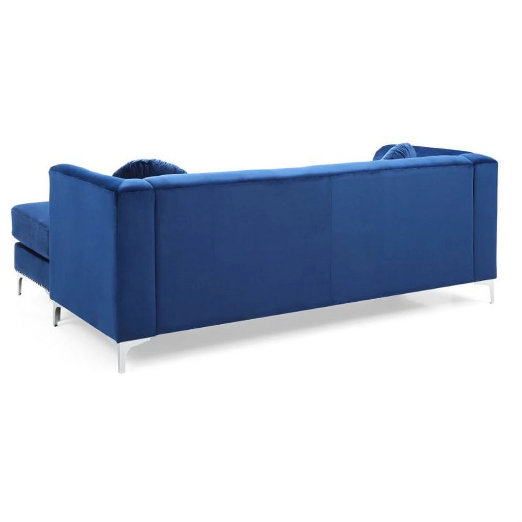 Velvet Sofa Chaise and Loveseat in Navy Blue Q70029