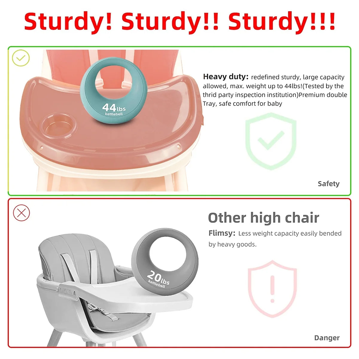 Pink 4-in-1 Baby Highchair with Five-Point Snap Button S8289