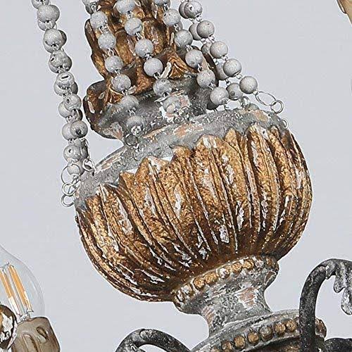 Retro Rustic 6-Light Wood Metal Crystal Chandelier T202659