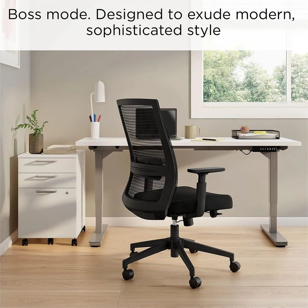 Black Fabric Mesh Swivel Task Chair, 2/Pack Y67904