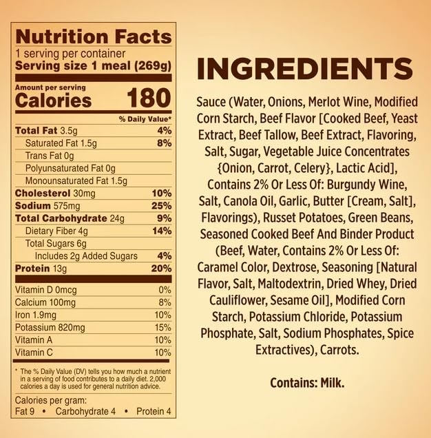 9.5 oz Frozen Beef Merlot Meal, Pack of 6 M710646
