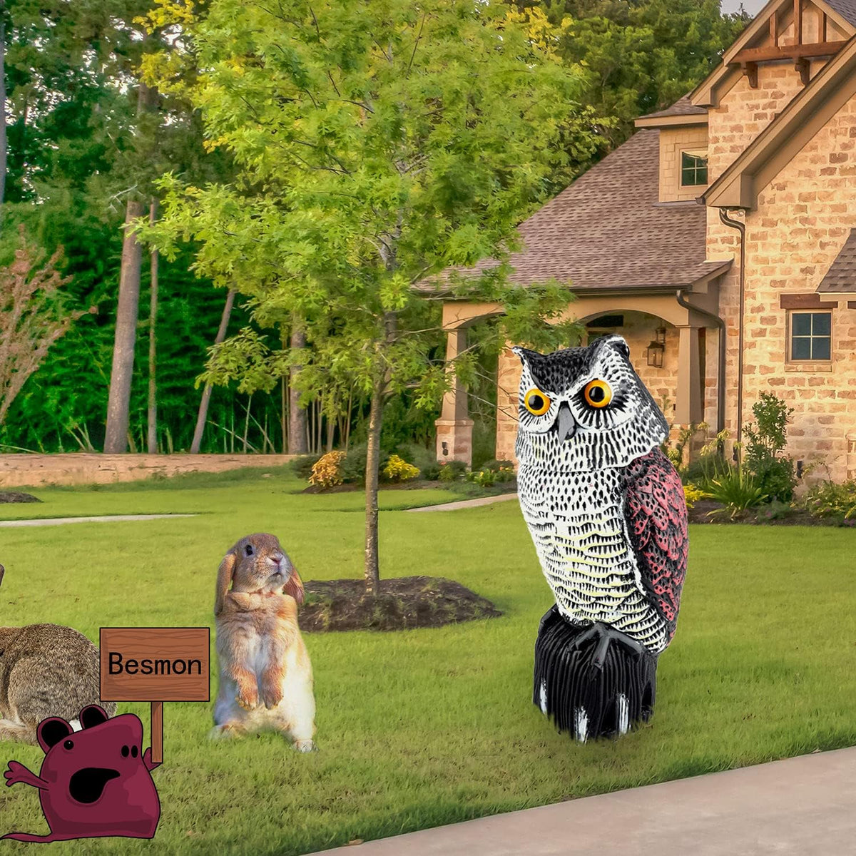Plastic Owl Decoy with Rotating Head H51291