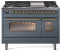 Blue Grey 48 Dual Fuel Propane Gas Range with Brass Trim N401852