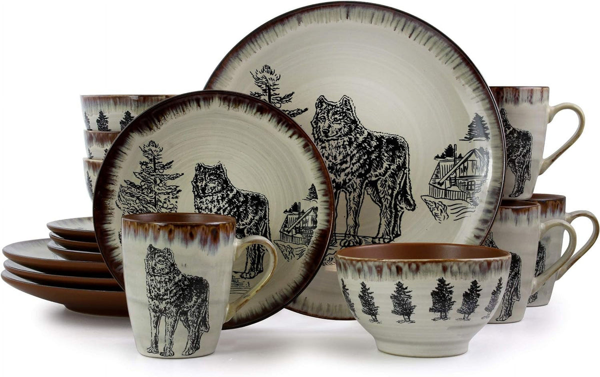 16 Piece Stoneware Dinnerware Dish Set T57981