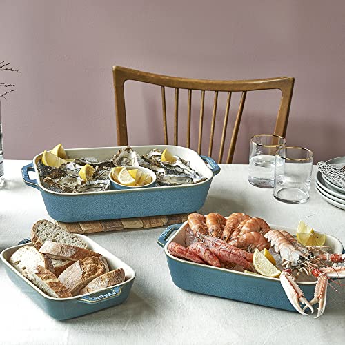 3pc Dark Blue Ceramic Baking Dish Set A5225