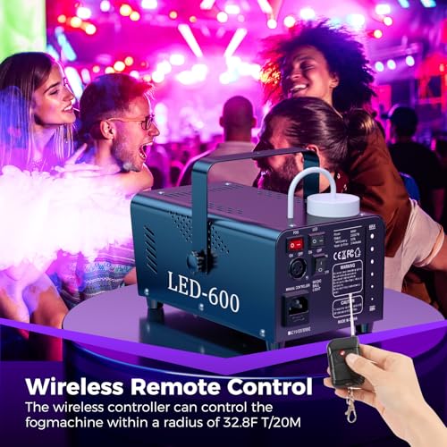 600W 2500CFM Fog Machine with 18 LED Lights and Wireless Remote Control B382723