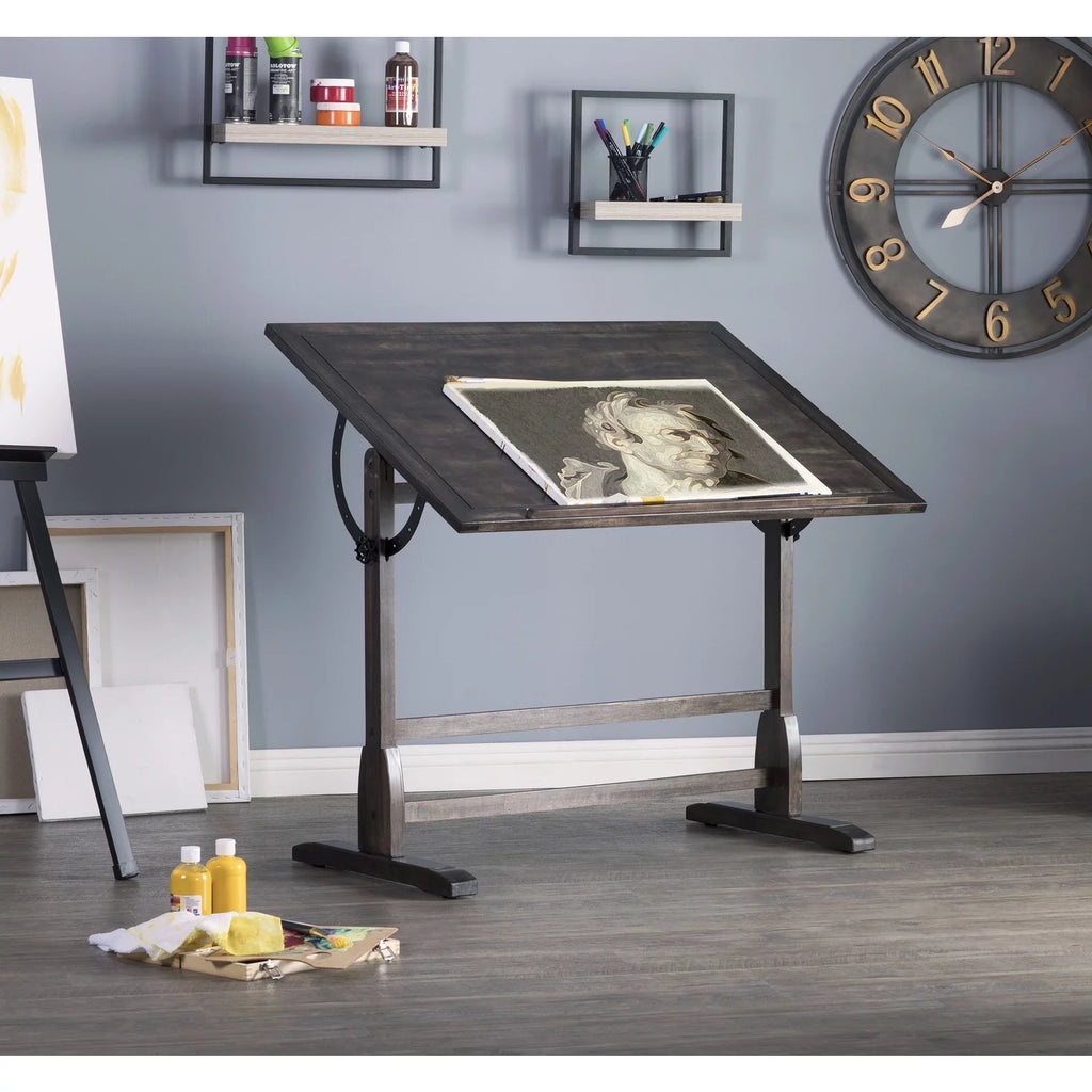Solid Wood Drawing Table with 42" x 30" Adjustable Tilting Top U5886
