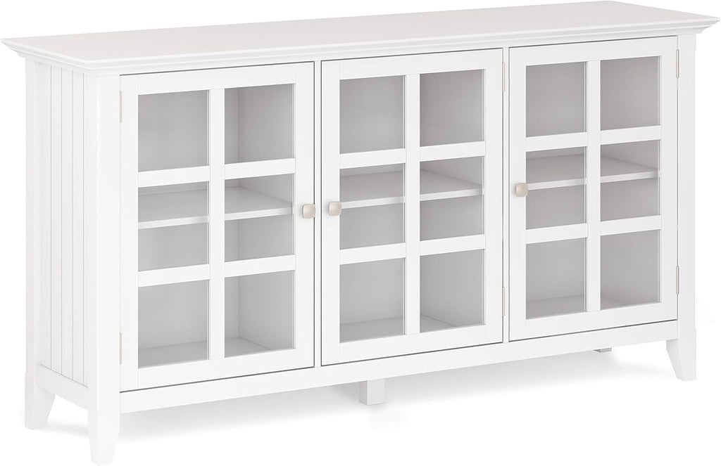 62 inch Wide Rustic Storage Cabinet with 3 Tempered Glass Doors B2977