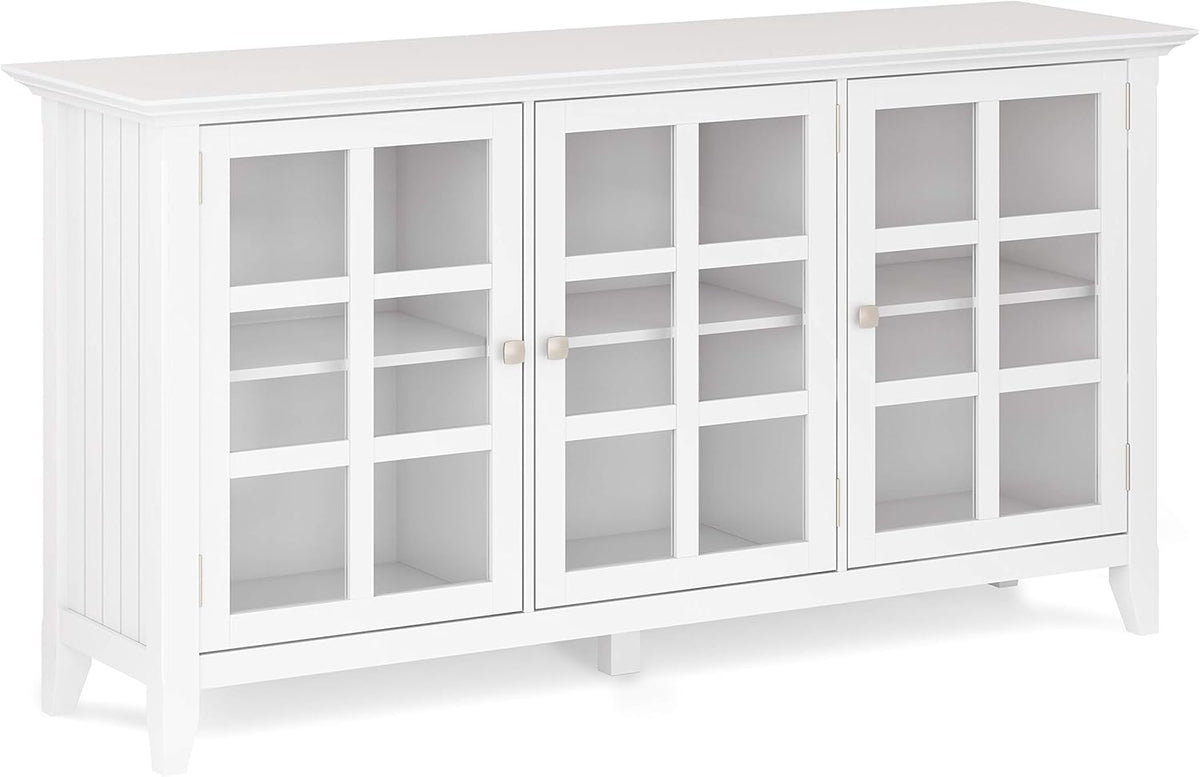 62 inch Wide Rustic Storage Cabinet with 3 Tempered Glass Doors B2977