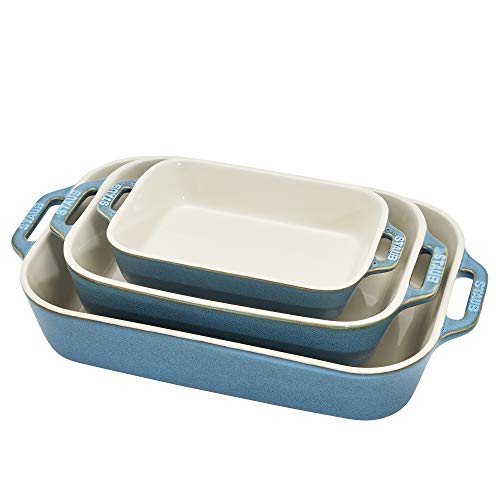 3pc Dark Blue Ceramic Baking Dish Set A5225