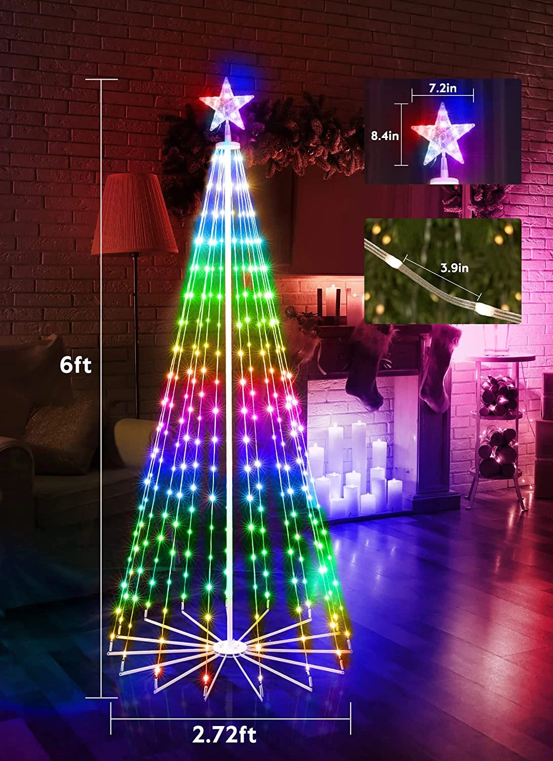 6ft 265 LED Smart Christmas Cone Tree Light X222143