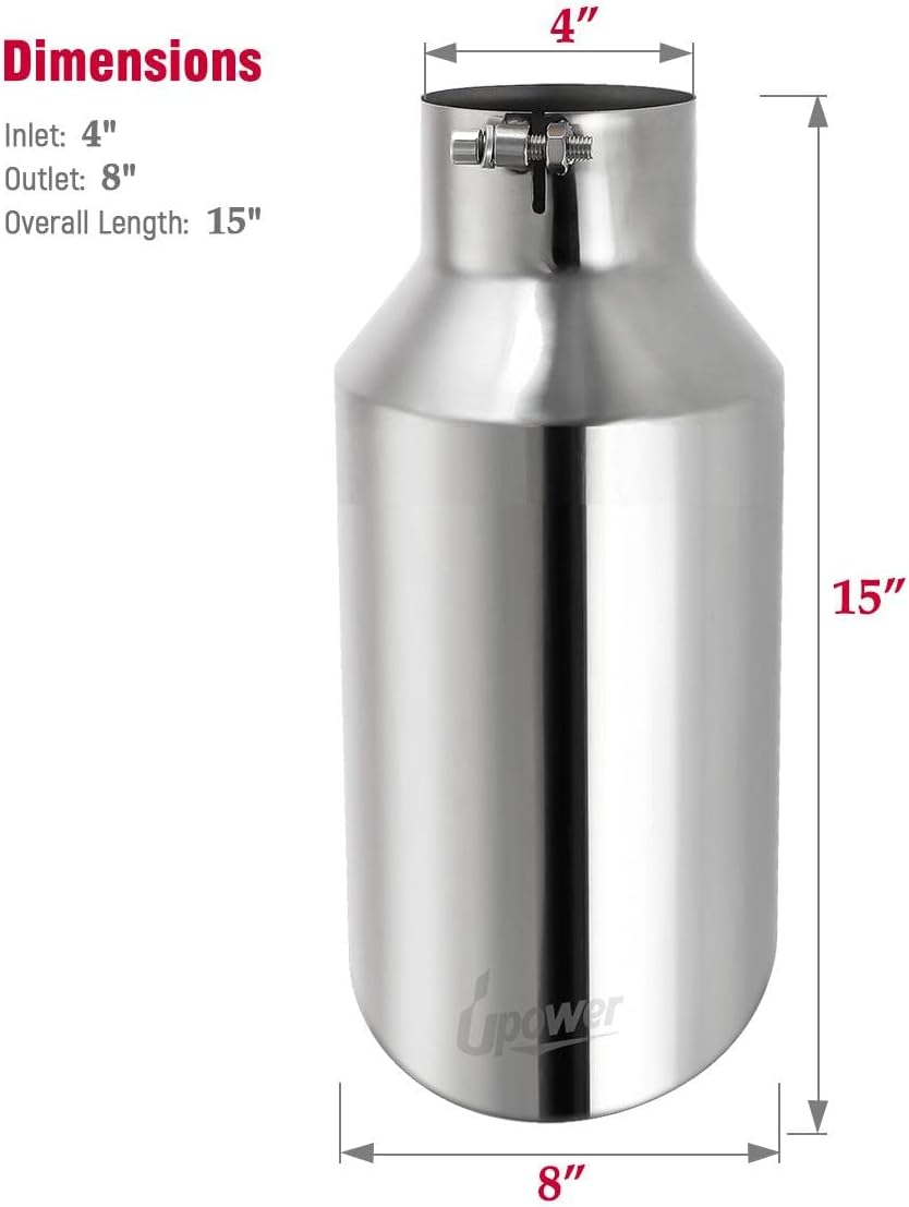 4 inch Inlet 8 inch Outlet Stainless Steel Exhaust Tip D41851