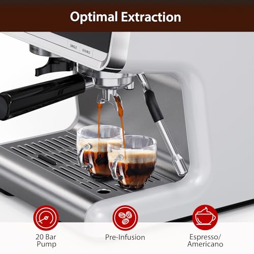 20 Bar Espresso Machine with Grinder and Milk Frother Steam Wand E3943