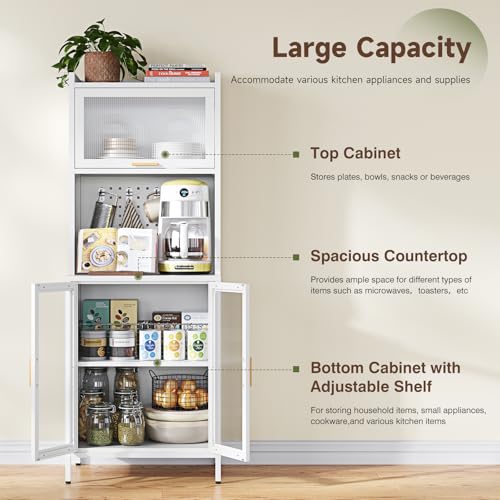 White 72.6" Tall Kitchen Pantry Cabinet with Storage L8936