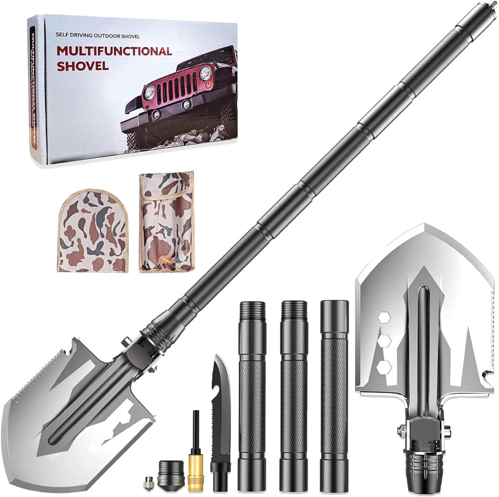 Foldable High Carbon Steel Tactical Shovel with Adjustable Tube J4233