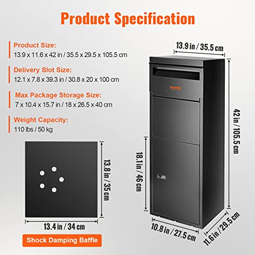Galvanized Steel Package Delivery Box with Coded Lock D7112