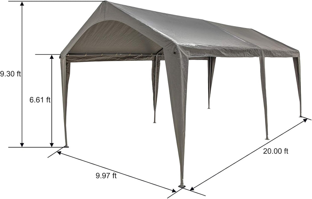 10x20 Ft Heavy Duty Portable Carport Canopy with 6 Legs R1527