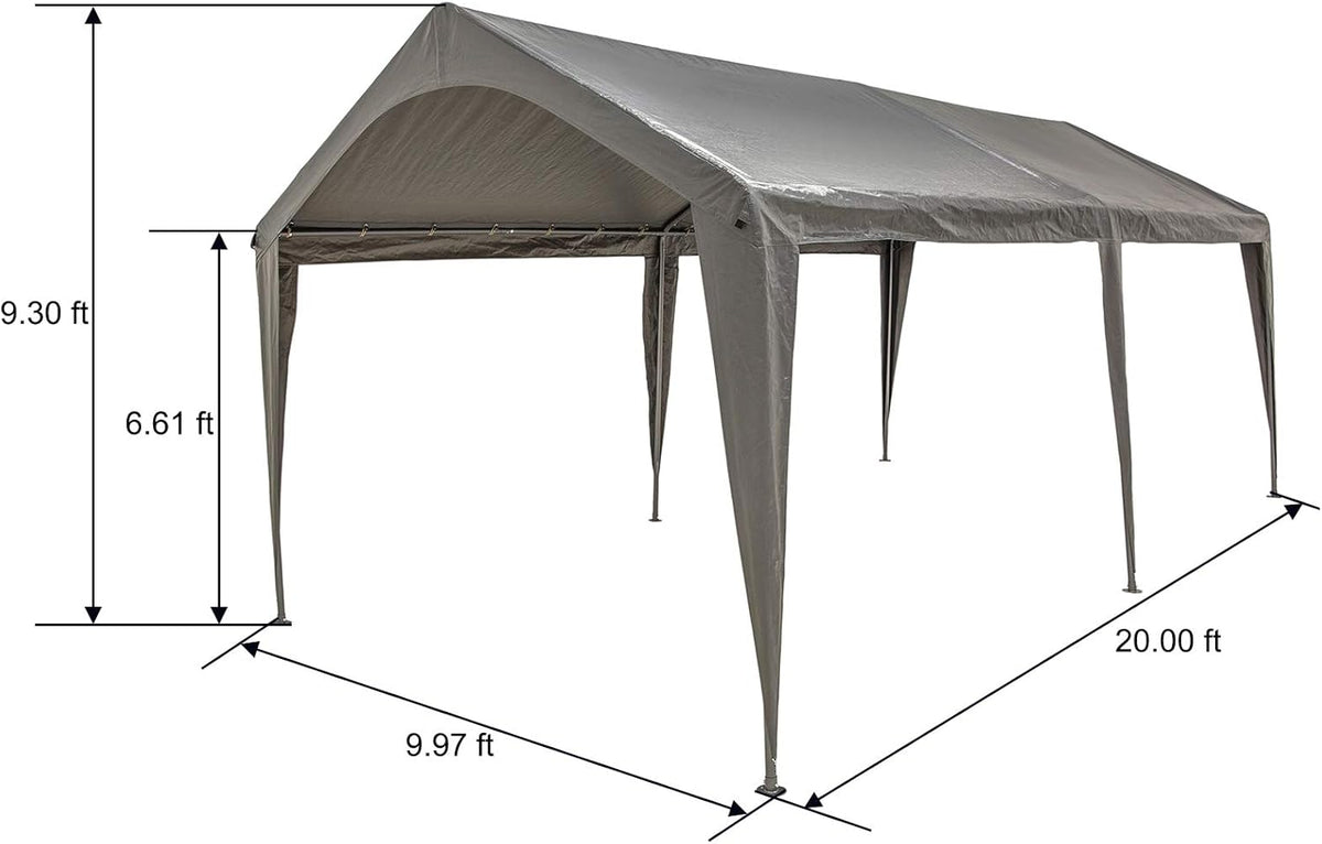 10x20 Ft Heavy Duty Portable Carport Canopy with 6 Legs R1527
