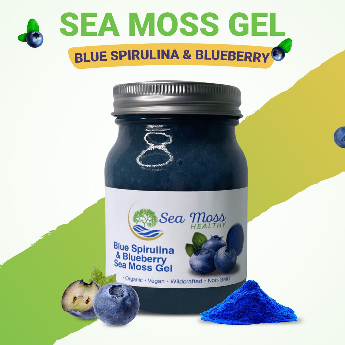 Blue Spirulina Blueberry Sea Moss Gel, 16 oz O5568