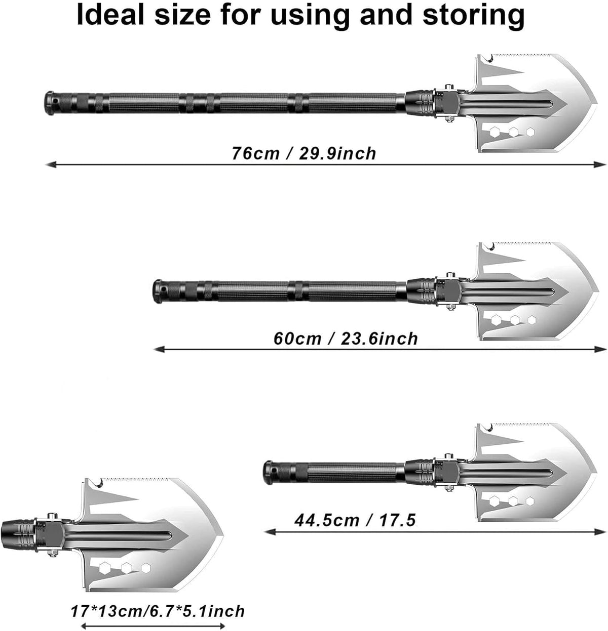 Foldable High Carbon Steel Tactical Shovel with Adjustable Tube J4233