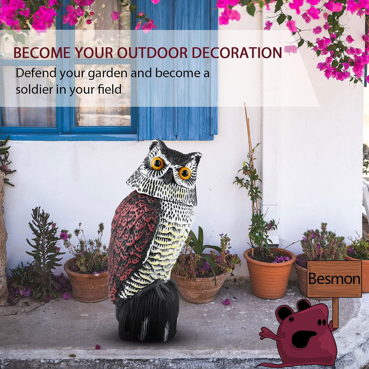 Plastic Owl Decoy with Rotating Head H51291