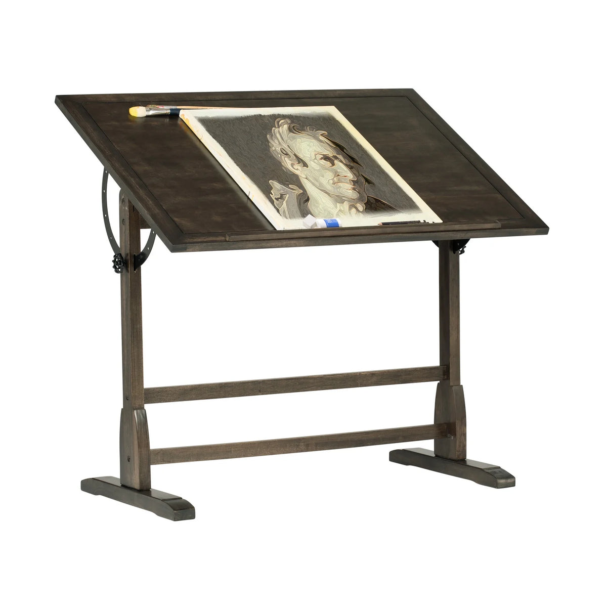 Solid Wood Drawing Table with 42" x 30" Adjustable Tilting Top U5886
