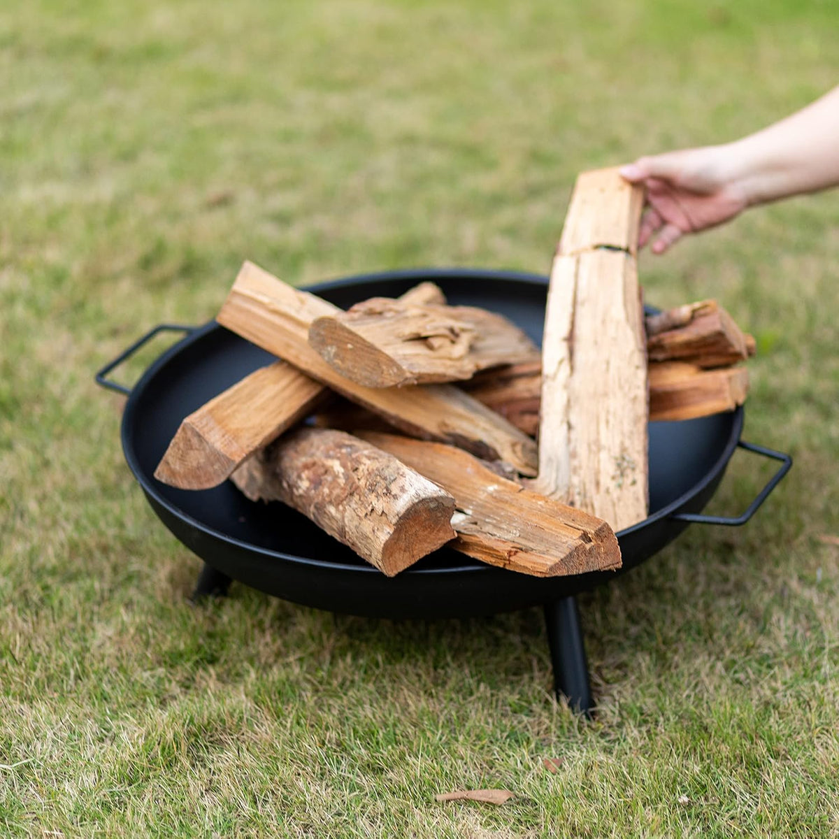 Round Metal Fire Pit Bowl with Handles Z8319