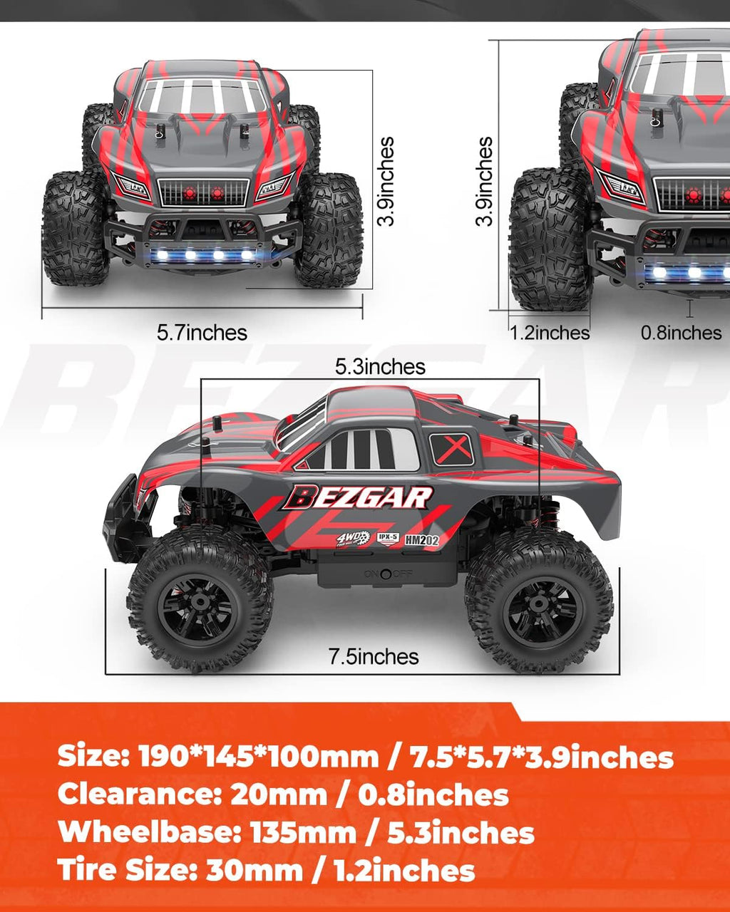 4WD 2.4GHz High Speed Remote Control Off Road RC Monster Car with 2 Rechargeable Batteries R480
