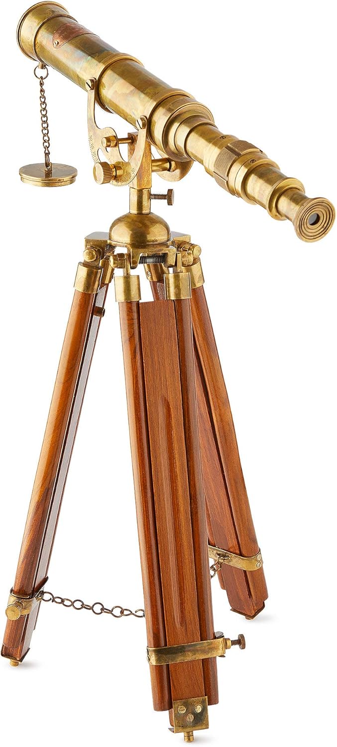 Handcrafted 27 inches Tall Nickel Plated Brass Nautical Telescope H54501