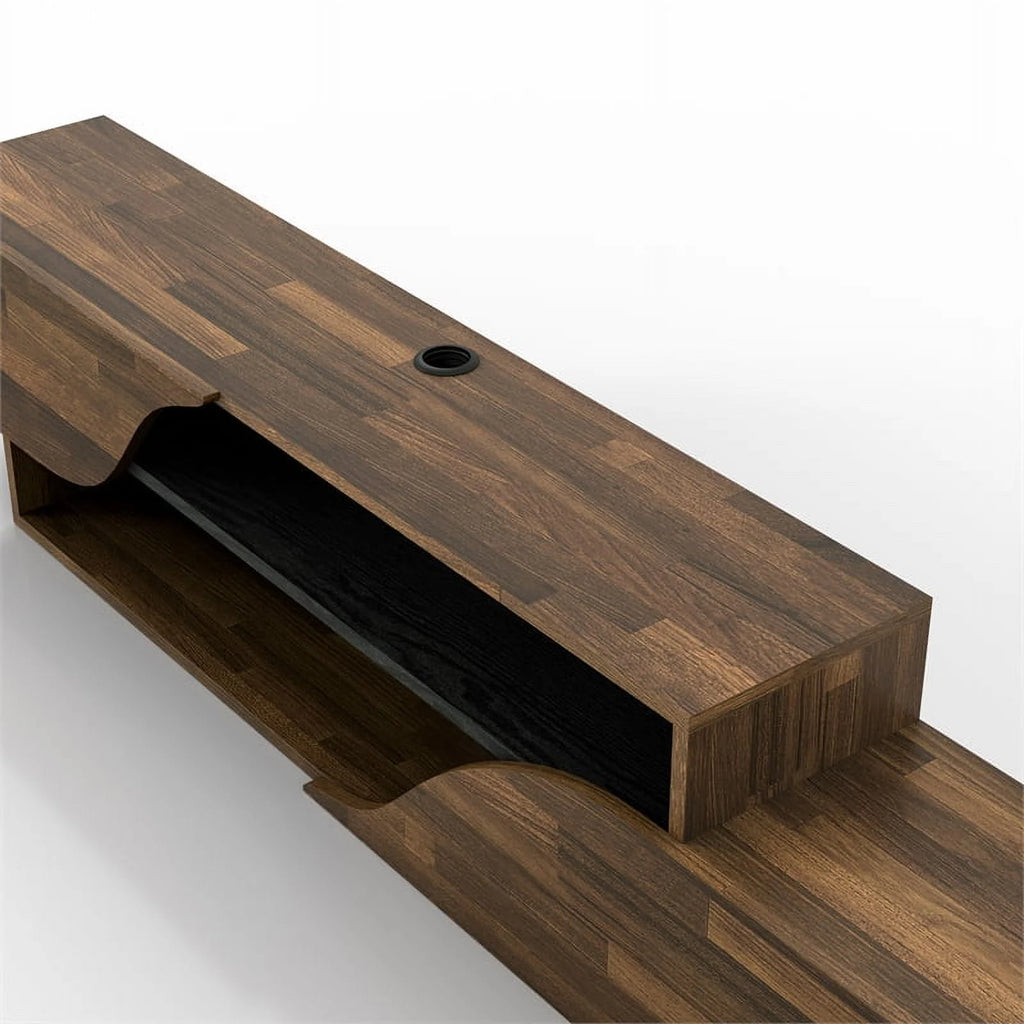 Brown Hickory 2-Shelf Floating TV Console Q2060