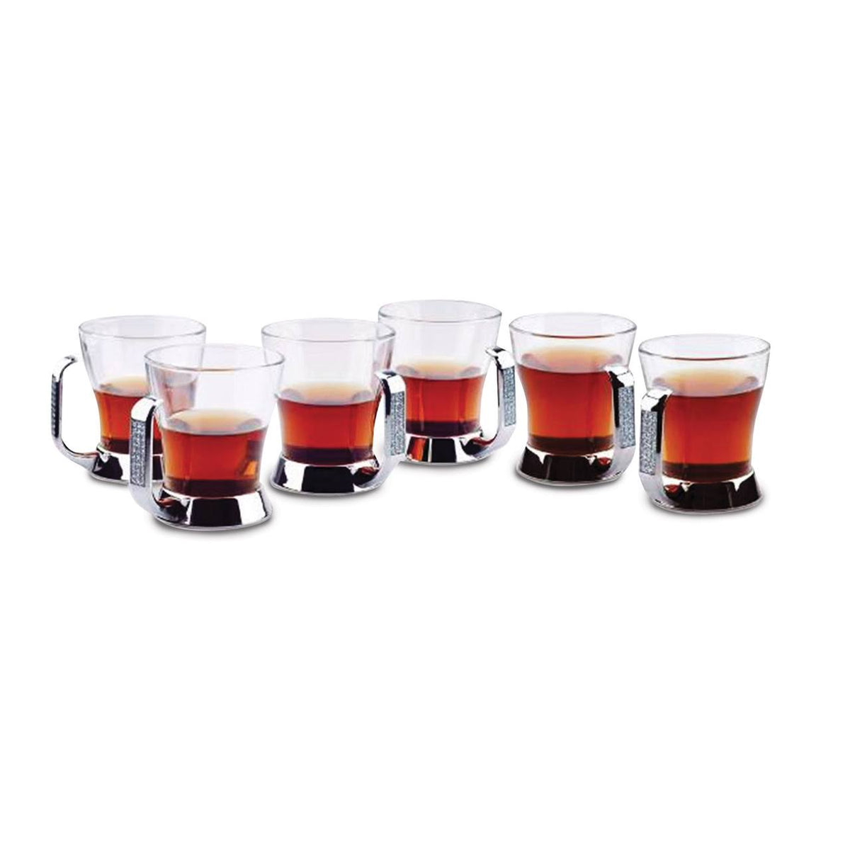 6 Stainless Steel Glass Tea Cups Q95682