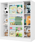 White 3 Tier Bookcase with Sliding Book Shelf A590