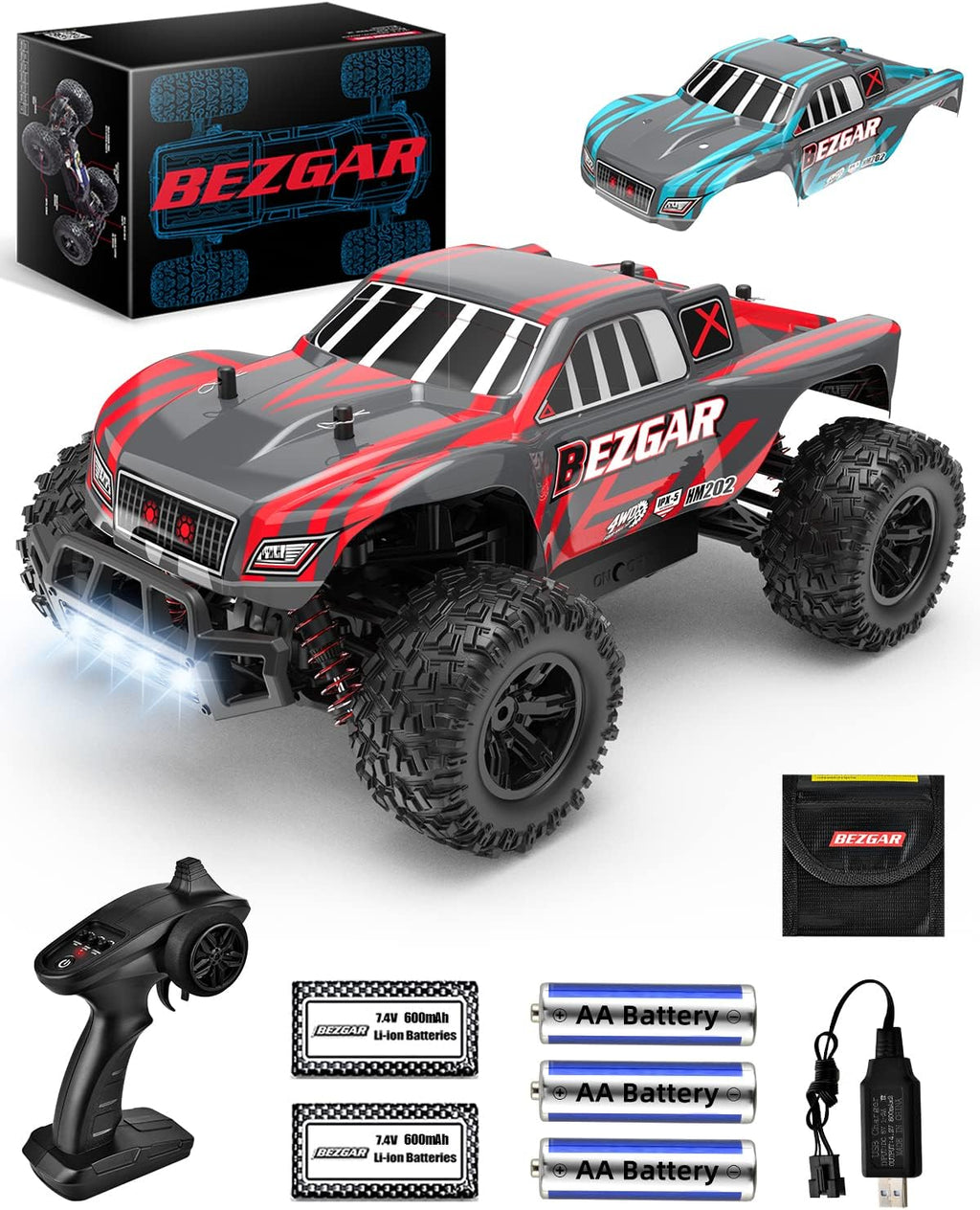 4WD 2.4GHz High Speed Remote Control Off Road RC Monster Car with 2 Rechargeable Batteries R480