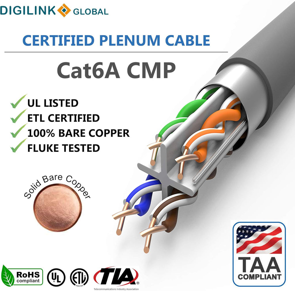 Cat6A Shielded Plenum 1000FT Bulk Cable D947631