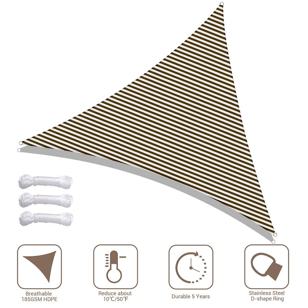 Brown White Triangle Sun Sail Shade Canopy J92603