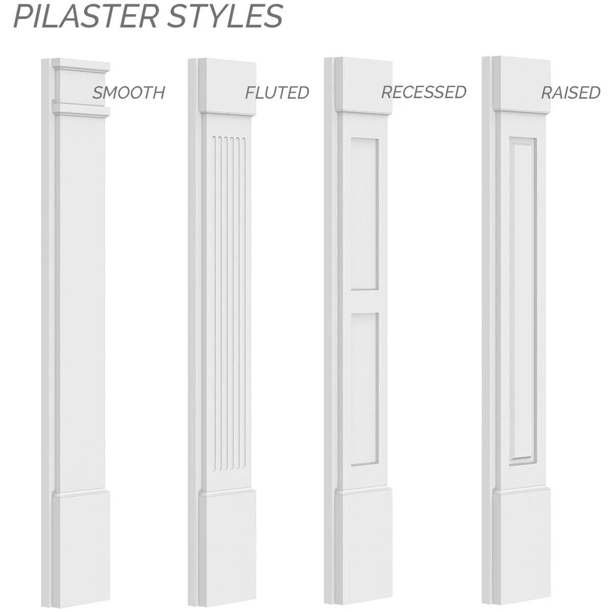 PVC Pilaster with Decorative Capital & Base (Pair) Z786756