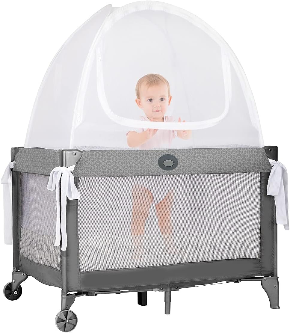 Baby Safety Crib Tent Mosquito Net See Through Mesh Pop-up Canopy Cover G865