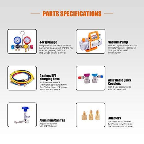 Professional Vacuum Pump & Manifold Gauge Set S9214