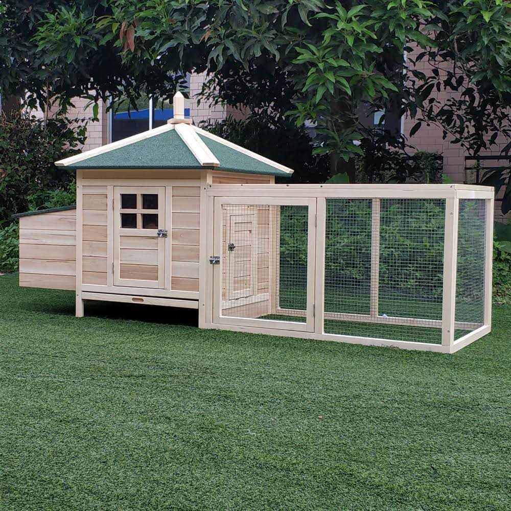 77 Wooden Chicken Coop with Nesting Box and Removable Tray Y17936