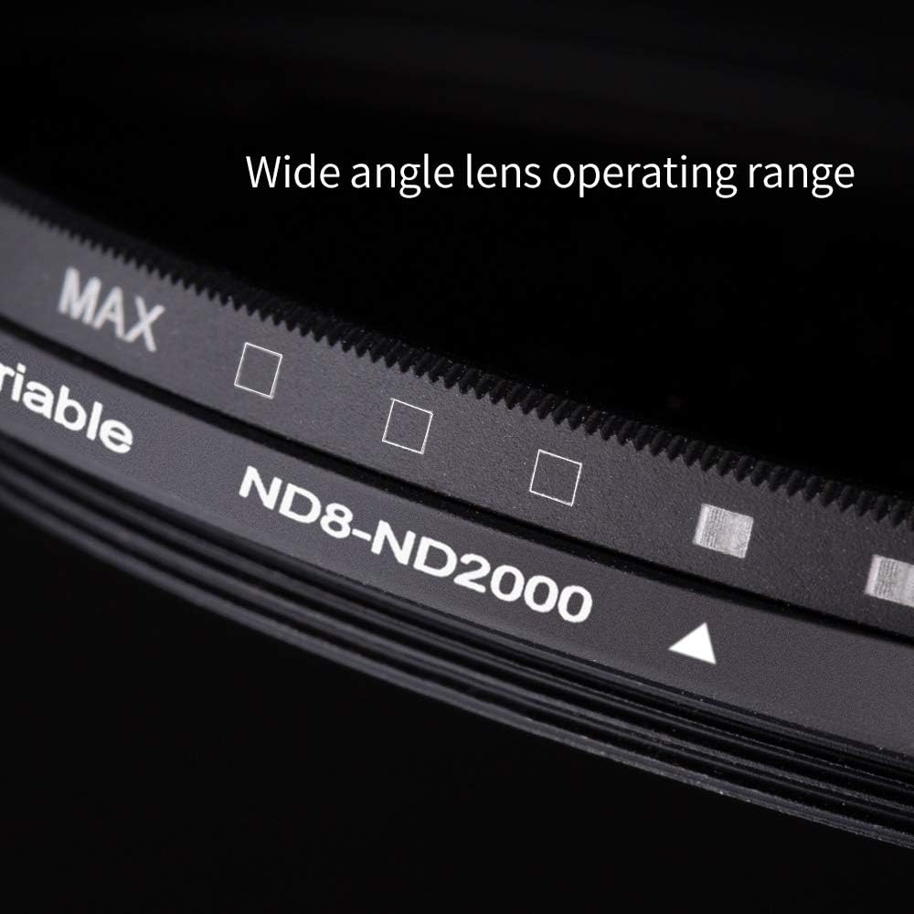 77mm Variable Neutral Density Filter ND8-ND2000 Adjustable ND Filter with Multi-Layer Coatings F71863