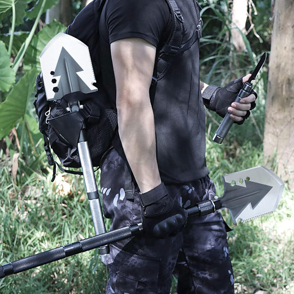 Foldable High Carbon Steel Tactical Shovel with Adjustable Tube J4233