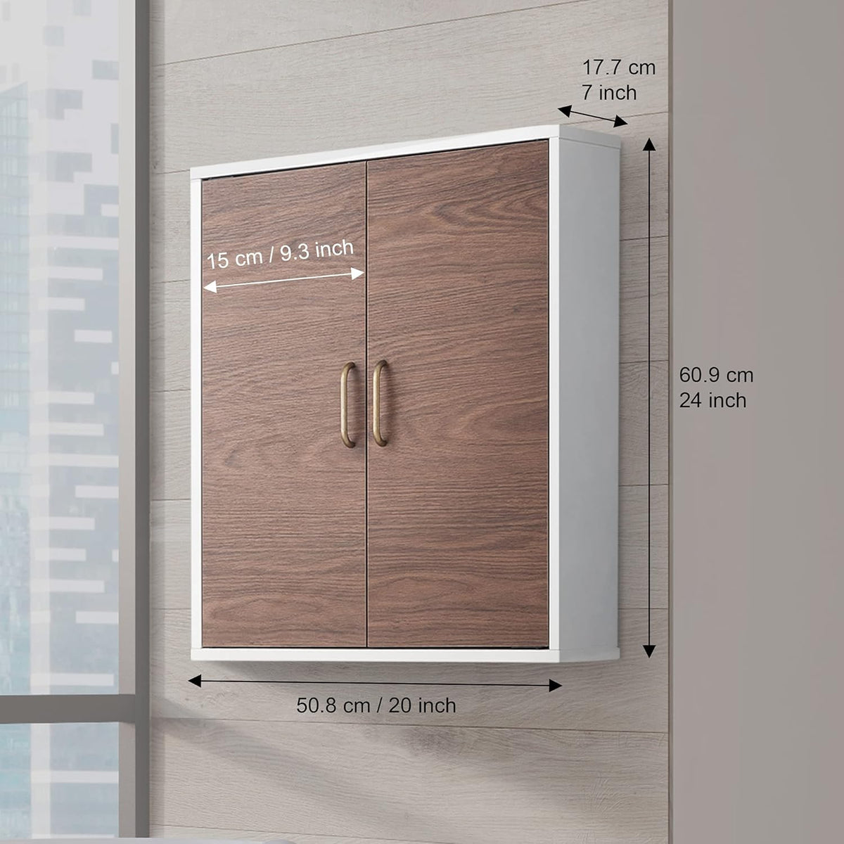 White Natural Wood Bathroom Wall Cabinet I3310