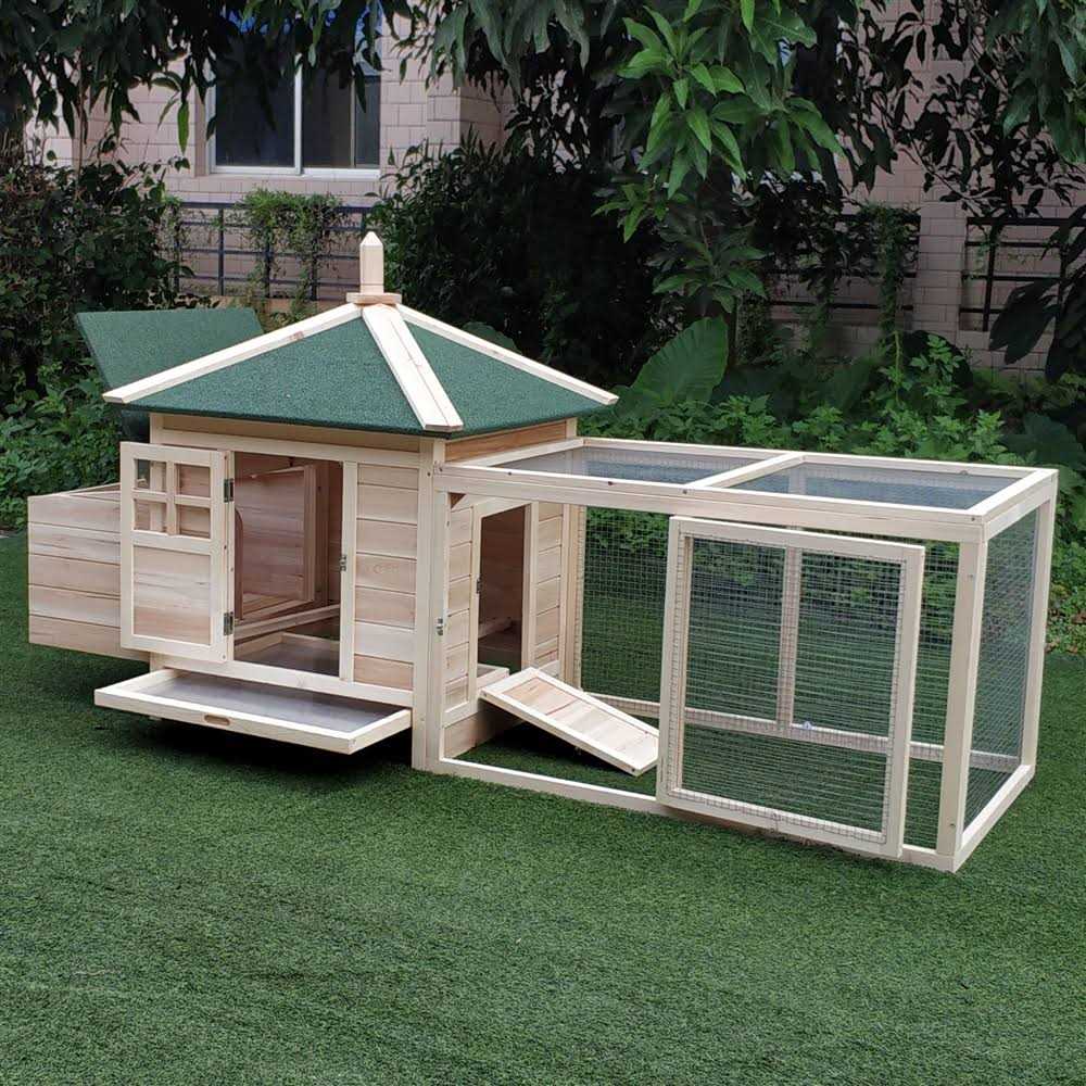 77 Wooden Chicken Coop with Nesting Box and Removable Tray Y17936