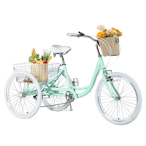 7 Speed 20/24/26 inch Three-Wheeled Bicycle with Basket Q82190