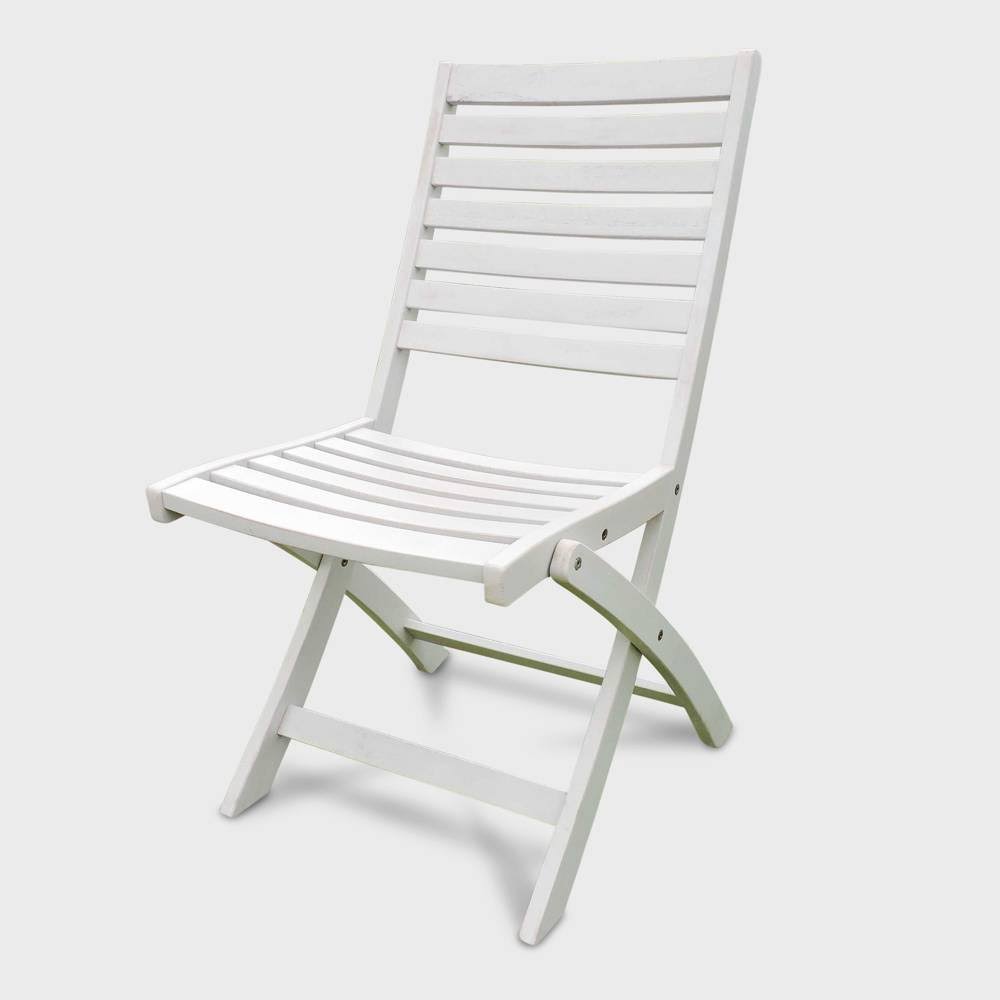 White Acacia Folding Patio Chair Set of 2 E536